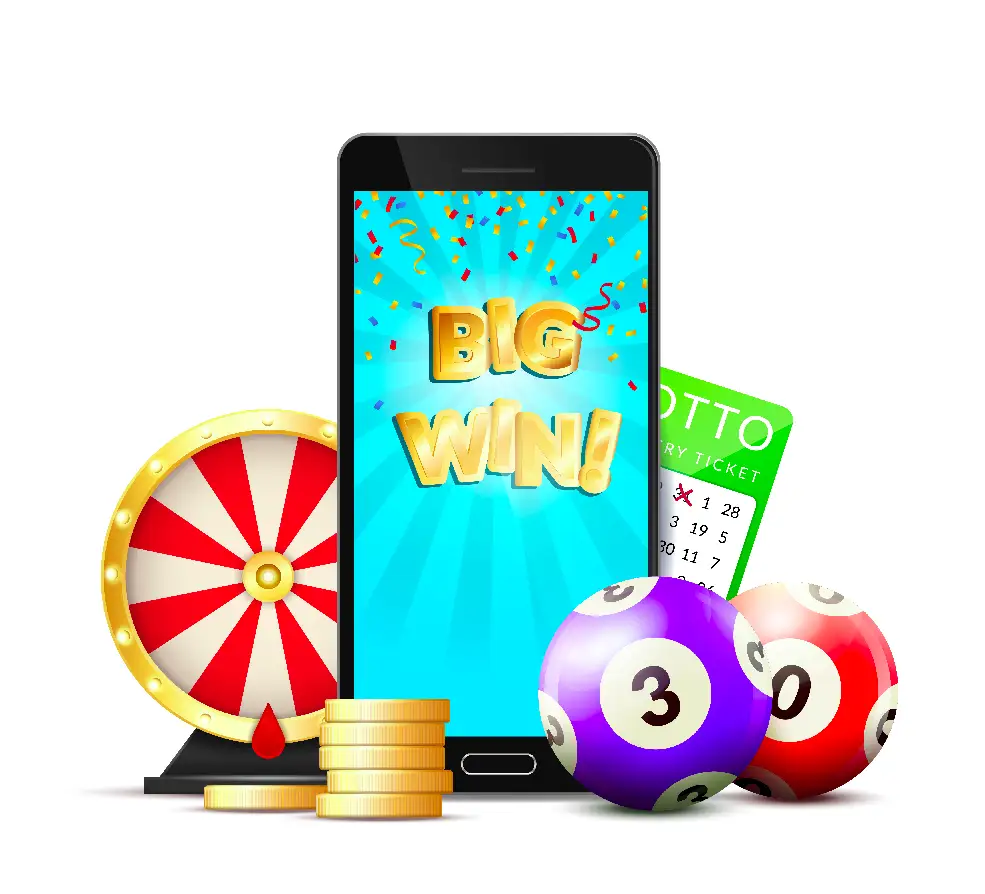 Smartphone showing a winning message on screen